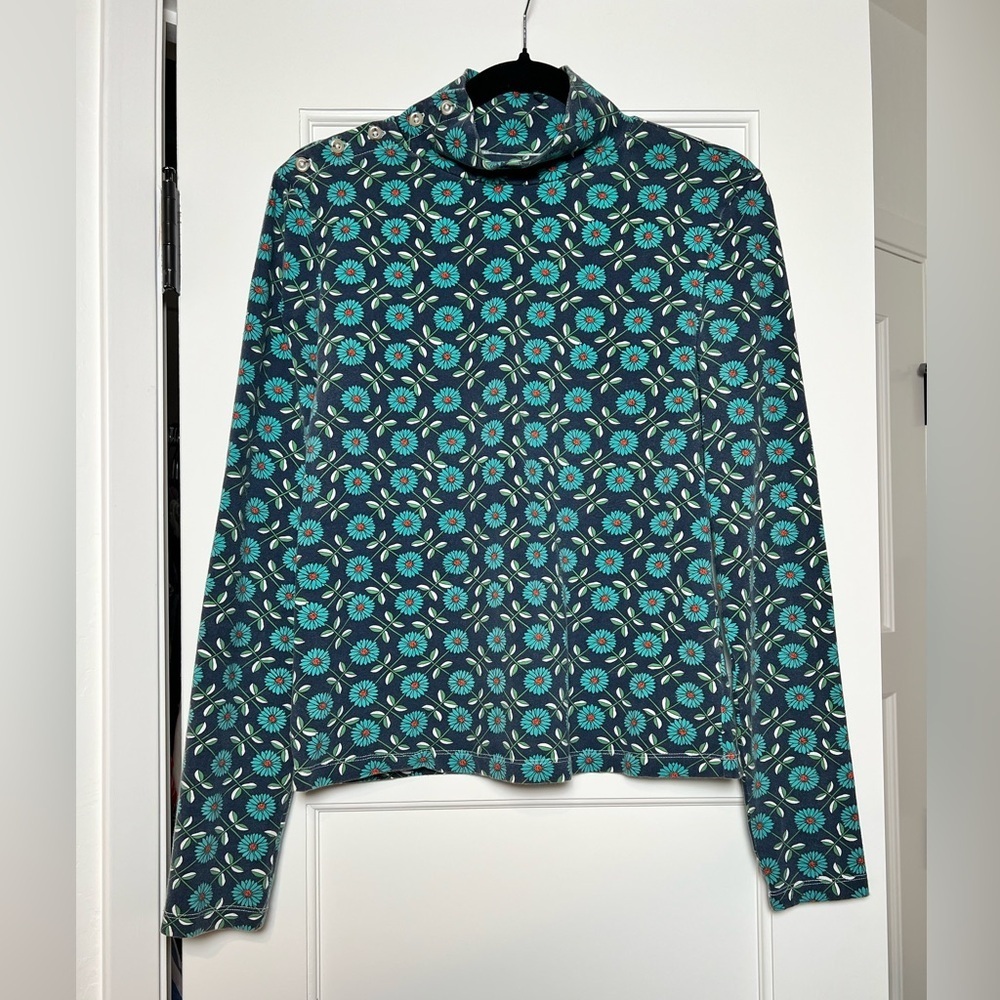 Anthropologie Maeve Retro Floral Button Turtleneck (Small)